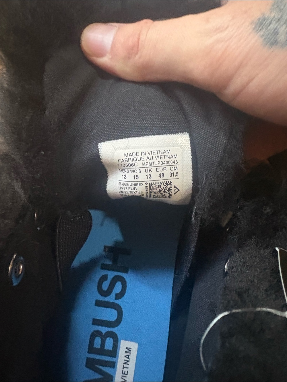 Converse Faux Fur Ambush Black High-Top Sneakers - Picture 3 of 5